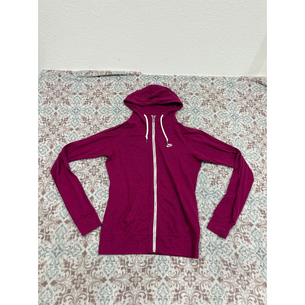 Nike Gym Vintage Full Zip Hoodie Magenta Pink Heathered Lightweight Womens Mediu
